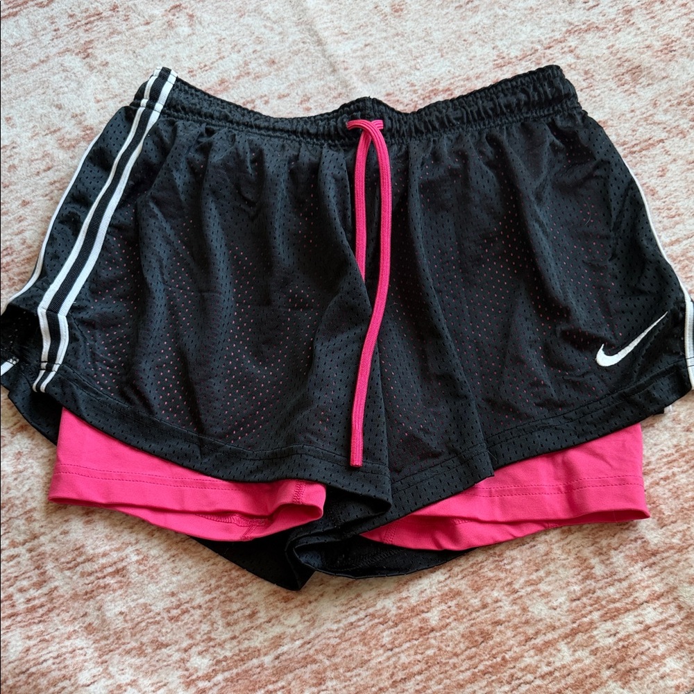 Nike Women's Black and Pink Athletic Shorts